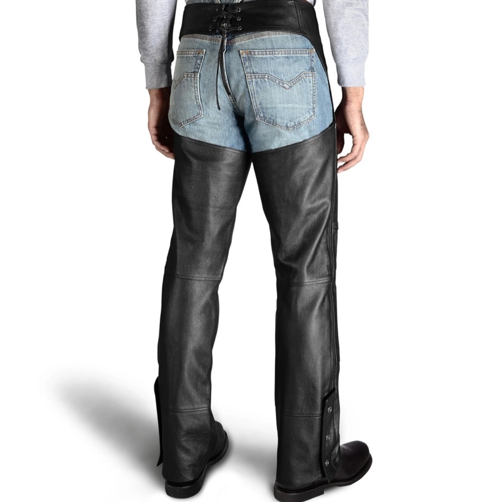 Harley Davidson Born To Ride! Genuine Brand Black Leather Chaps Ready To Ride XS